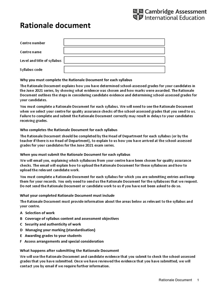 Rationale Document | PDF | Test (Assessment) | Educational Assessment