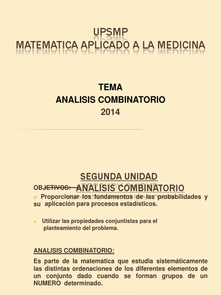 Análisis Combinatorio en Medicina | PDF | Combinatoria | Permutación