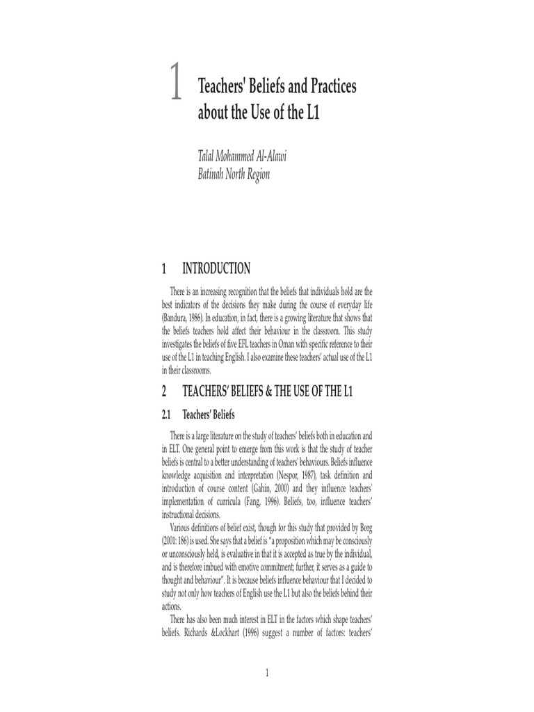 1 Teachers Beliefs and Practices About T | PDF | Second Language | Teachers
