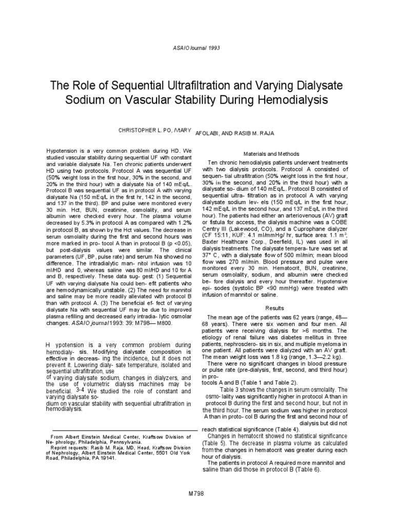 The Role of Sequential Ultrafiltration and Varying.133Dikonversi PDF Dialysis Hemodialysis