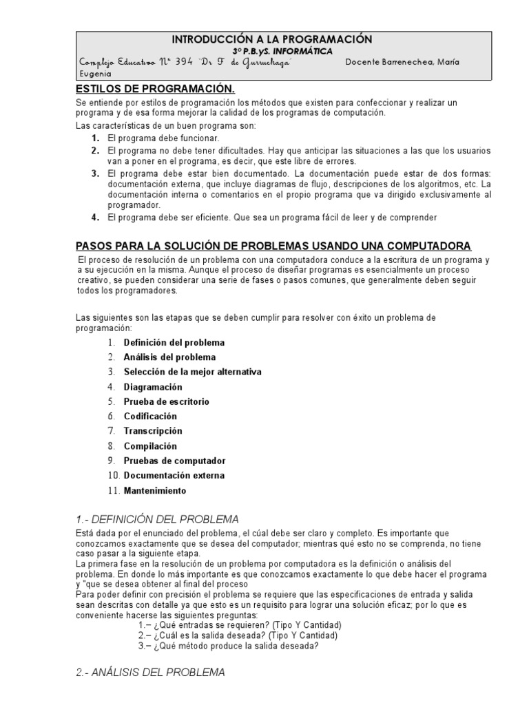 Estilos y Pasos en Programación | PDF | Programa de computadora ...