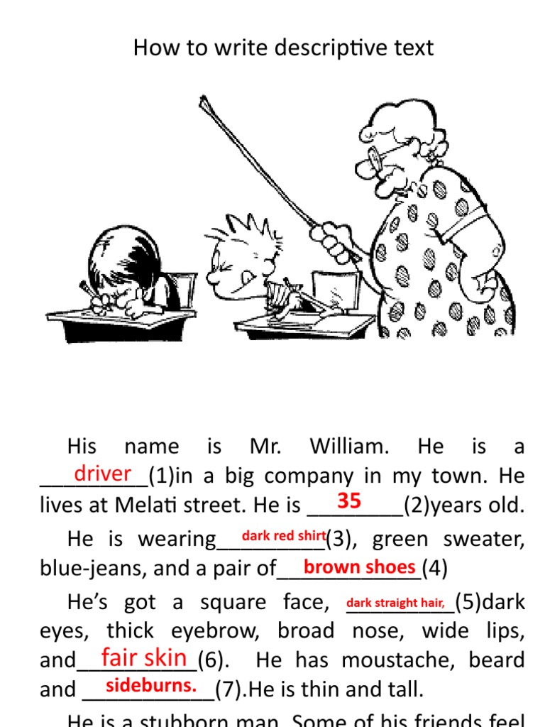 How To Write Person Descriptive B Text | PDF | Face | Human Head And Neck