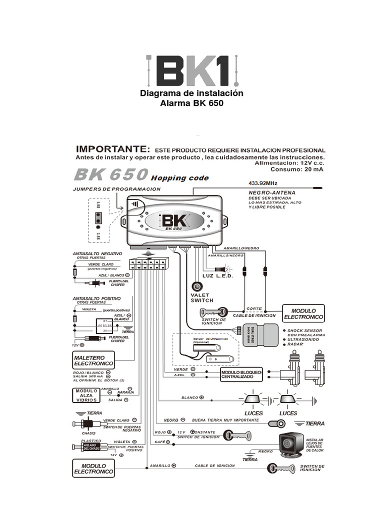 Diagram de Instalacion Alarma BK650 | PDF | Tecnología, image size:768x1024