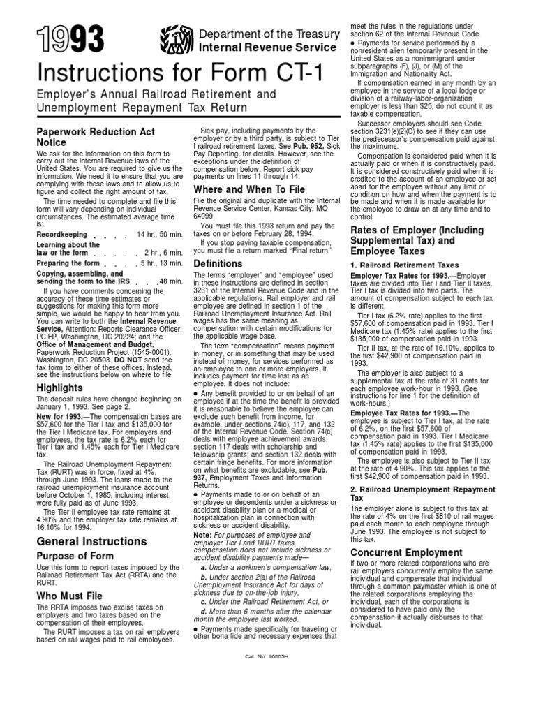 Railroad Retirement Tax Filing Instructions | PDF | Railroad Retirement ...