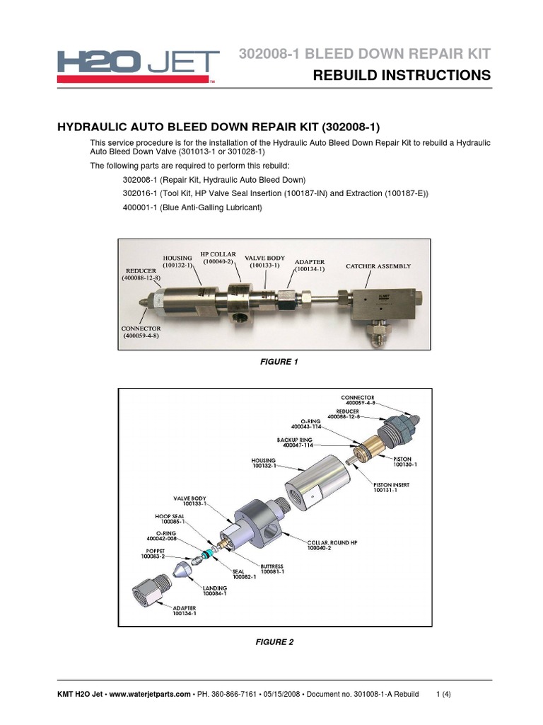302008-1 Bleed Down Repair Kit: Rebuild Instructions | PDF | Valve | Piston