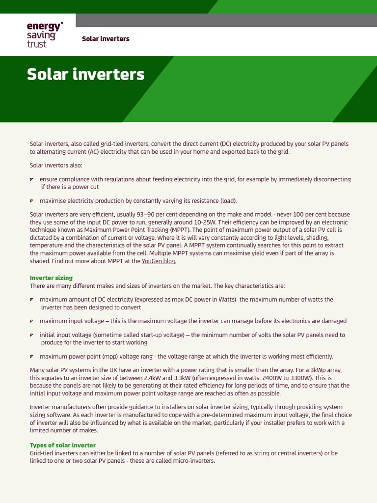 Energy Saving Solar Inverters | PDF | Photovoltaic System | Power Inverter