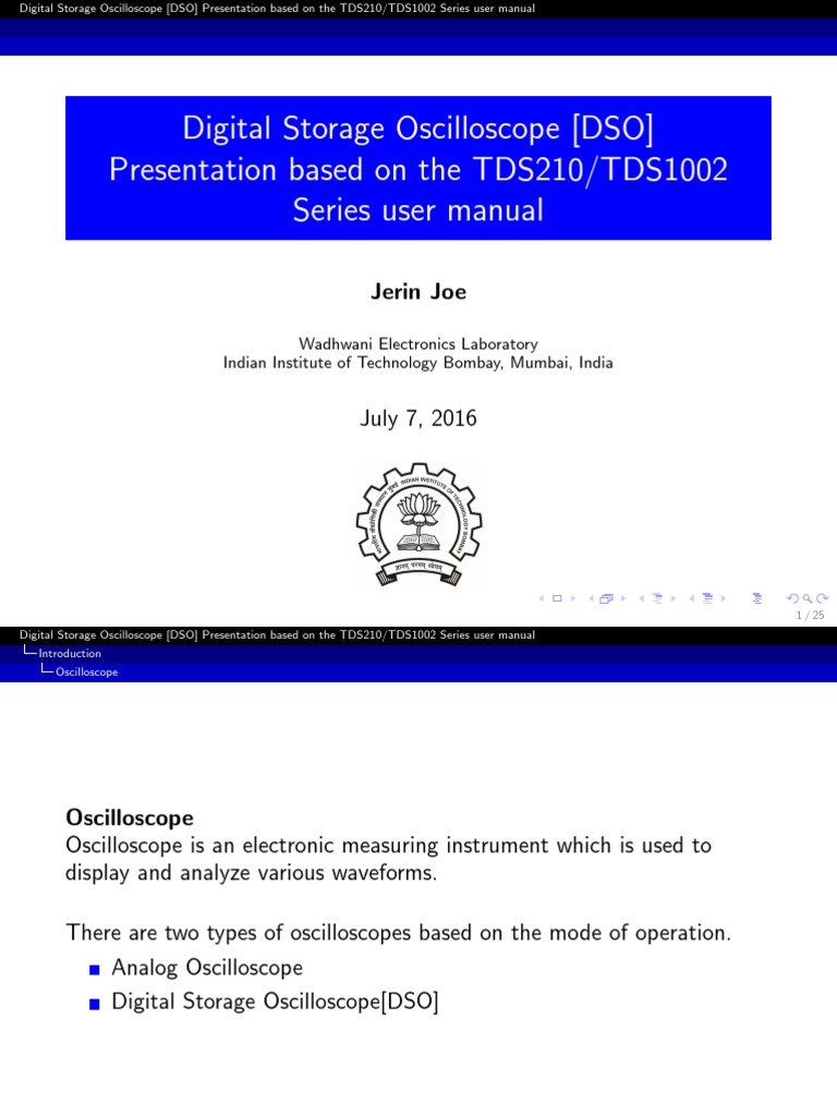 Dso Presentation On Tds210 Tds1002 Series User Manual Pdf