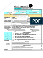 Daily Lesson Plan: Teacher'S Name: PN Noorfaizah Binti Tokinin