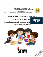 Personal Development: Quarter 1 - Module 3 Developmental Stages in Middle and Late Adolescence