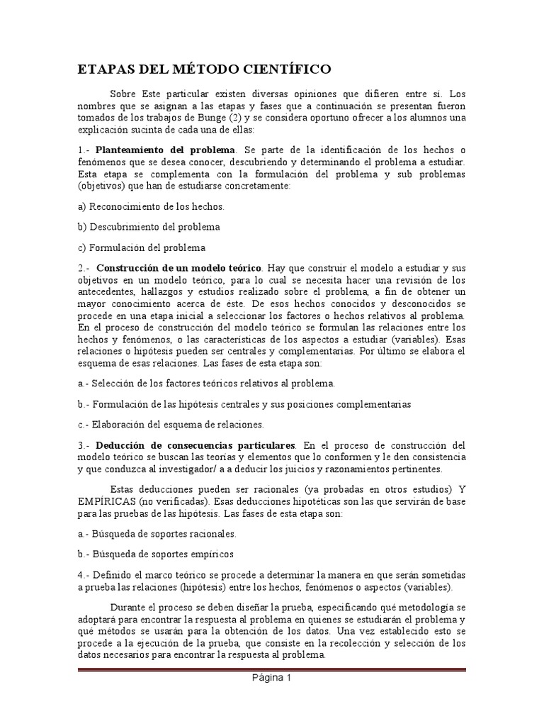 Etapas del Método Científico | PDF | Ciencia y Tecnología | Teoría