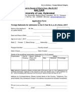 B.A., LL.B. (Hons.) Application Form For Foreign Nationals
