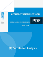 Applied Statistics (D1074) : Simple Linear Regression and Correlation