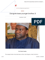 Dangote Loses Younger Brother, Sani