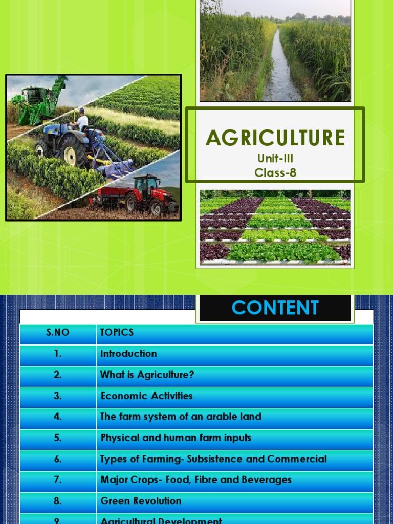 Agriculture Class8 PDF Agriculture Intensive Farming