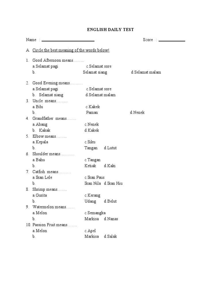 ENGLISH DAILY TEST For 6th Grade | PDF | Language Arts & Discipline