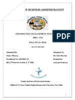 Bachelor of Business Administration: Information Management System Lab (BBA-212) Practical File