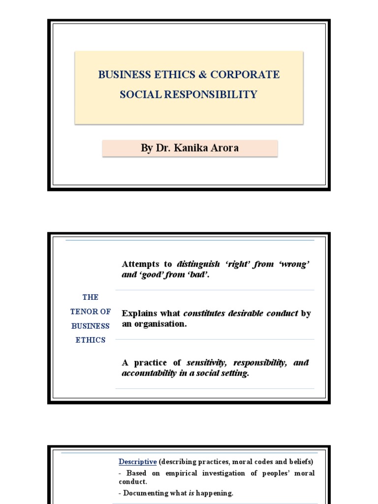 Business Ethics & CSR Notes | PDF | Value (Ethics) | Morality