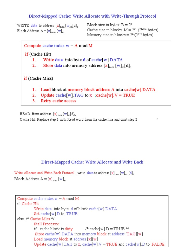 Direct-Mapped Cache: Write Allocate With Write-Through Protocol | PDF ...