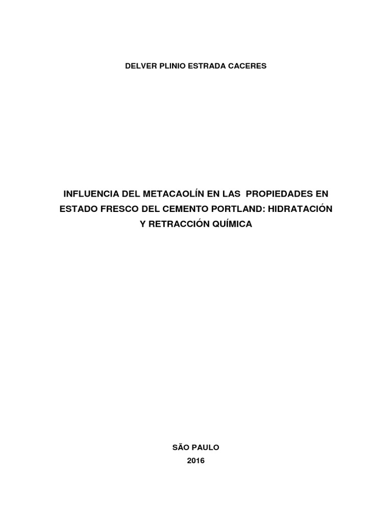 Metacaolín y Cemento: Hidratación Inicial | PDF | Cemento | Hormigón