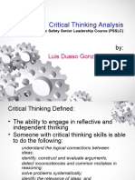 Critical Thinking Analysis: Luis Duaso Gonzales, PH.D