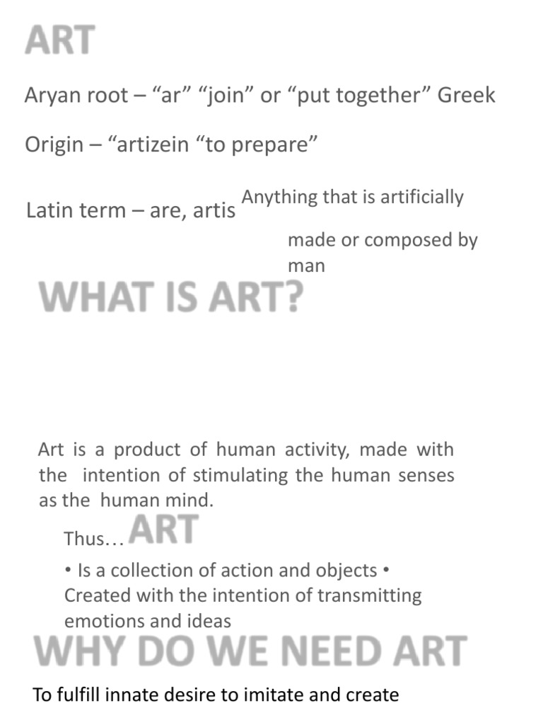 Week 12 What Is Art Presentation PDF The Arts Idea