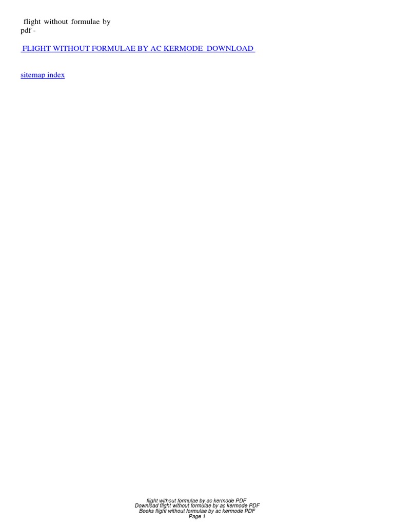 Flight Without Formulae by AC Kermode | PDF