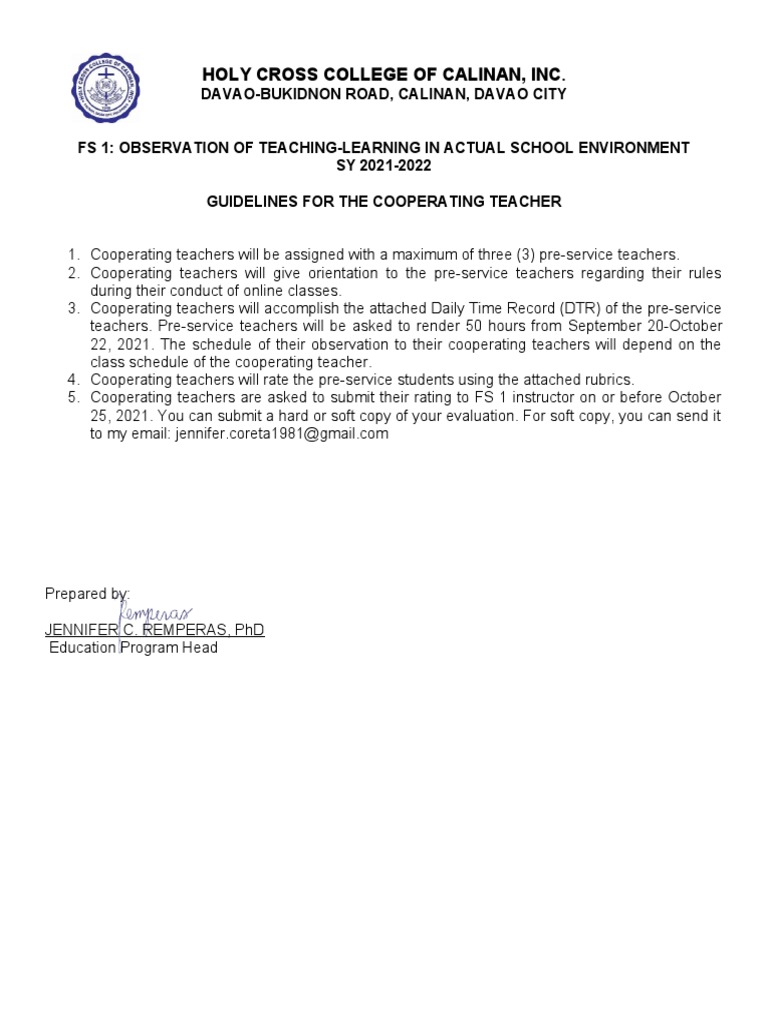 Guidelines For Fs 1 PDF Evaluation Communication