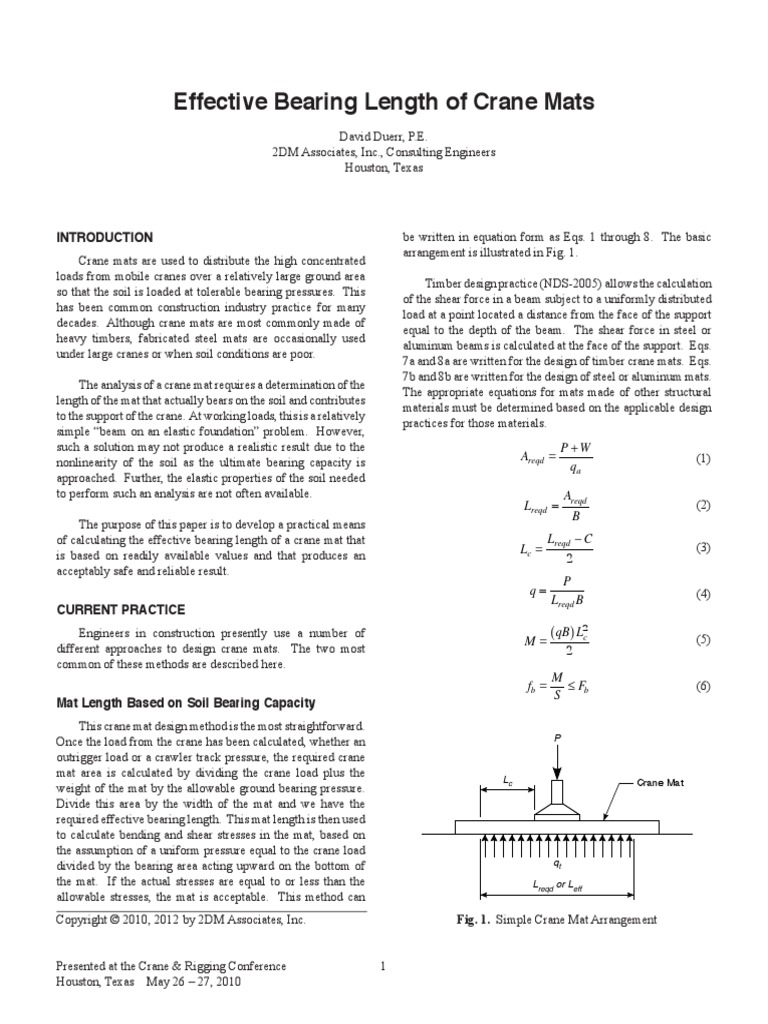 Effective Bearing Length of Crane Mats | PDF | Lumber | Bending