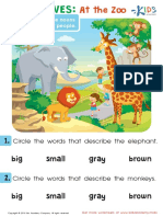 Grade 2 Adjectives at The Zoo Worksheet