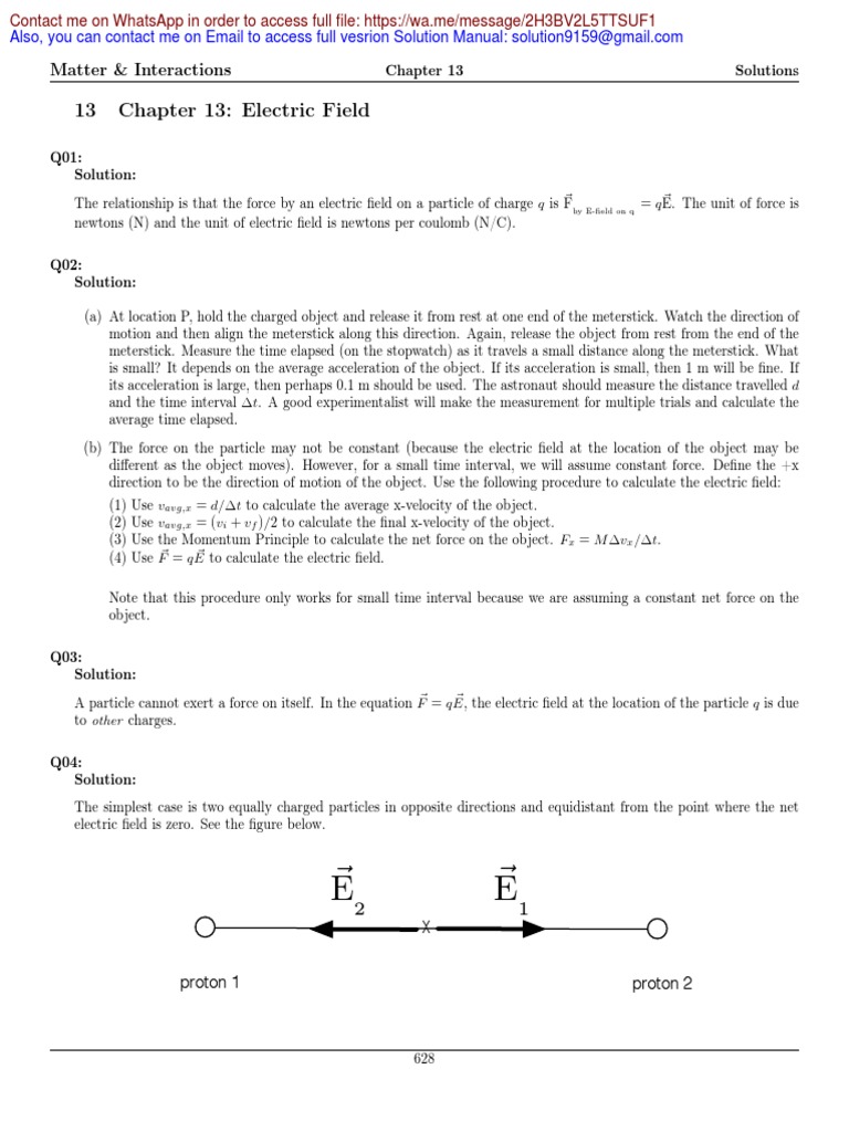 Sample For Instructor Solution Manual For Matter and Interactions Vol 2