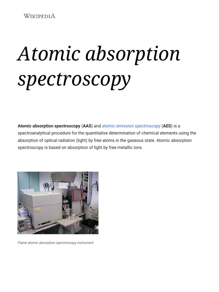 Atomic Absorption Spectroscopy Wikipedia PDF Atomic Absorption