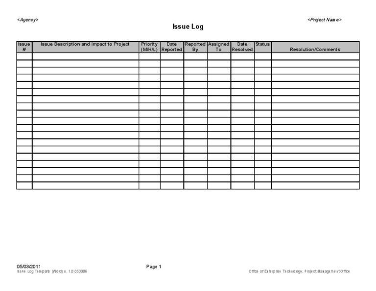 Issue Log Template from imgv2-1-f.scribdassets.com