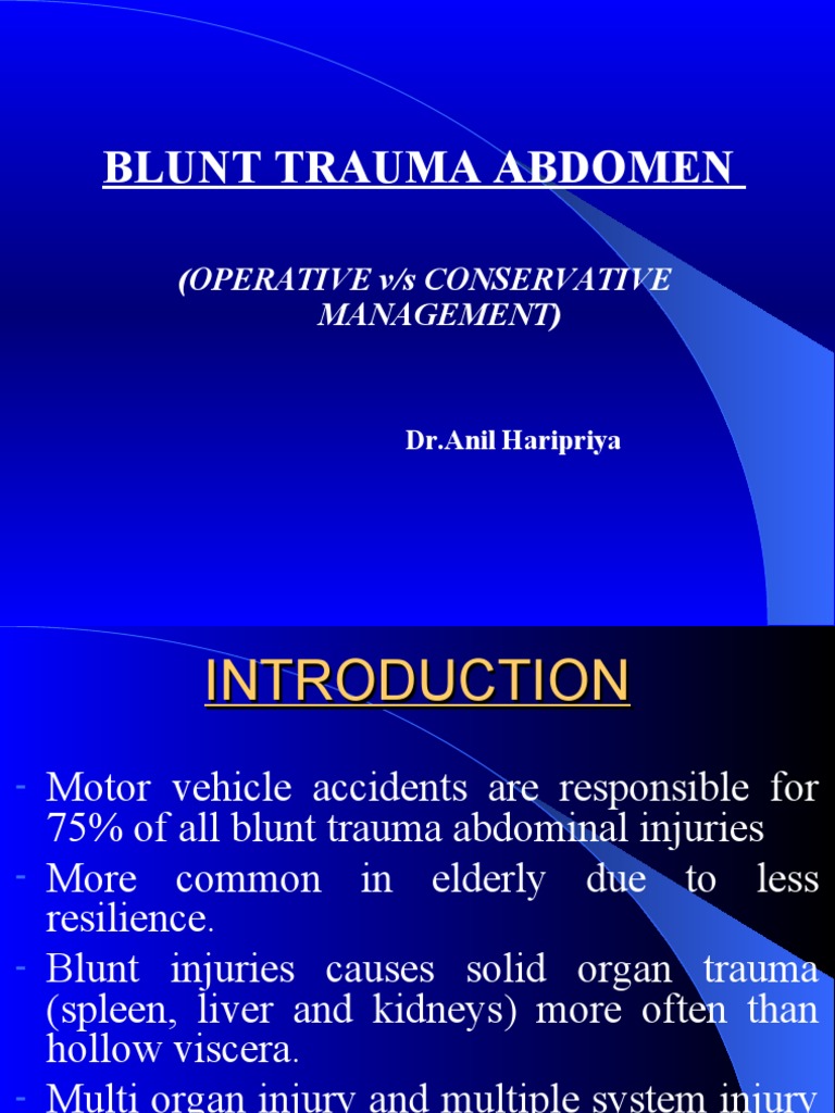 Blunt Abdominal Trauma Management Guide | PDF | Medical Specialties ...