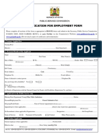 Application For Employment Form: Public Service Commission