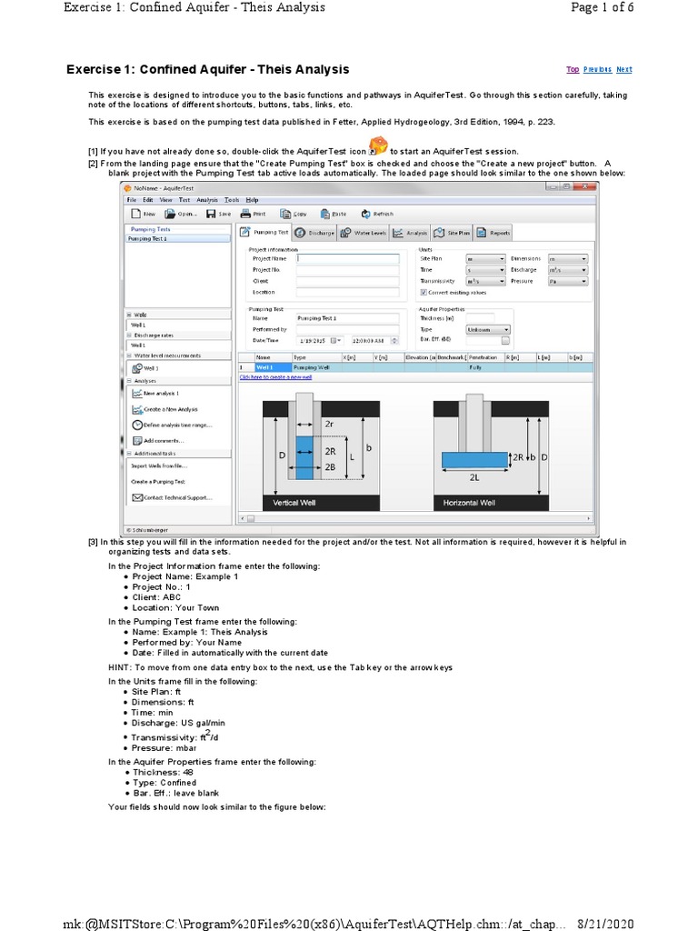 Confined Aquifer Theis Analysis Pdf Computing Software