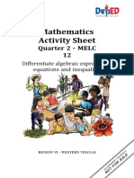 Mathematics Activity Sheet: Quarter 2 - MELC 12
