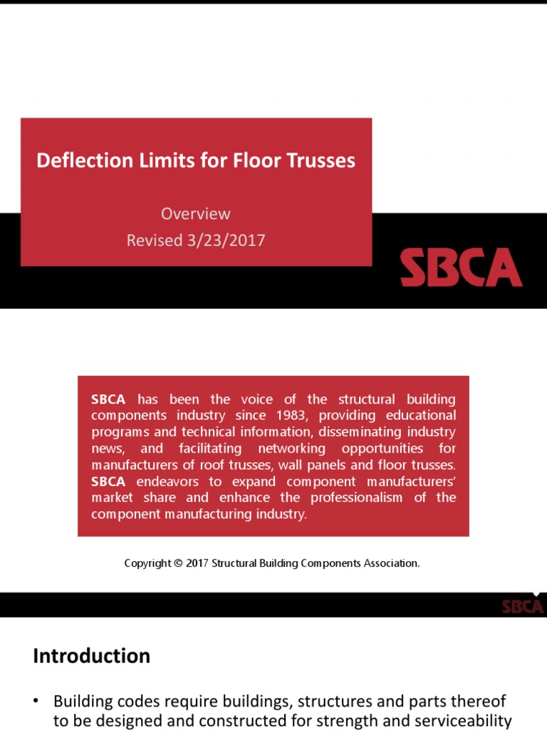 Deflection Limits For Floor Trusses Revised 3/23/2017 PDF Flooring