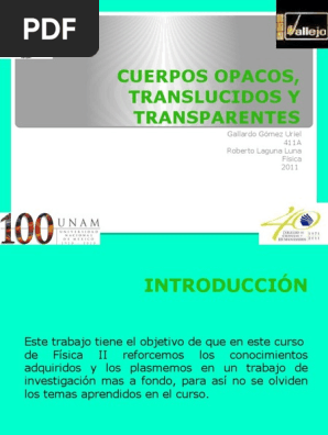 Cuerpos Opacos Translucidos Y Transparentes