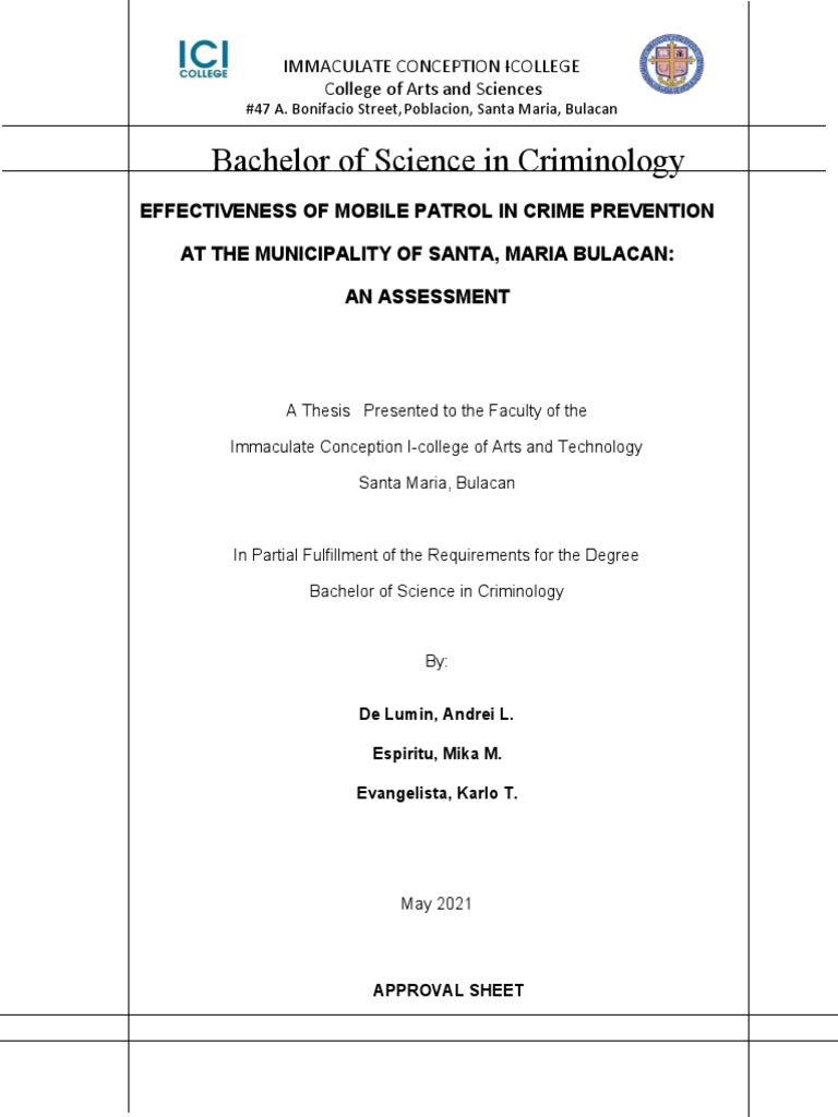 Effectiveness Of Mobile Patrol Method In Crime Prevention Pdf