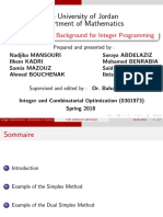 The University of Jordan Department of Mathematics: Simplex Method: Background For Integer Programming