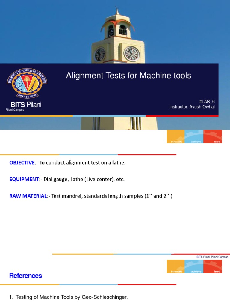 Alignment Tests For Machine Tools BITS Pilani PDF Tools