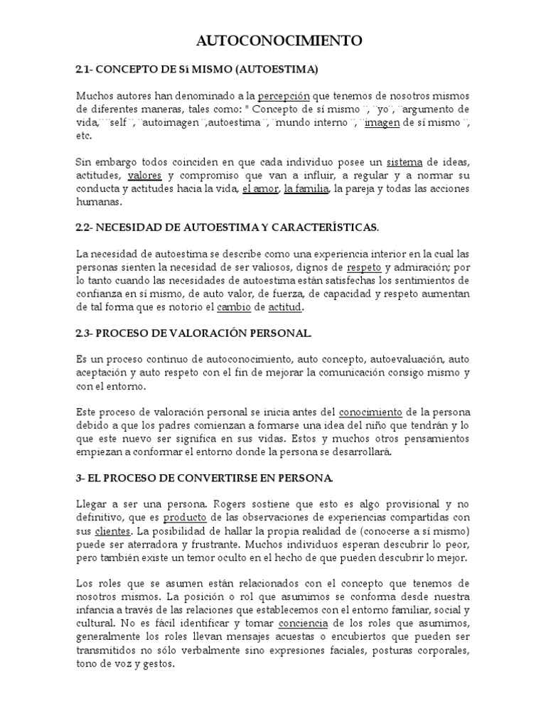 Autoconocimiento y Autoestima | PDF | Autoestima | Desarrollo personal
