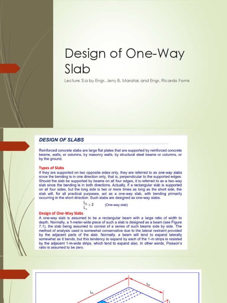 One-Way Slab Design Guidelines | PDF | Bending | Building Technology