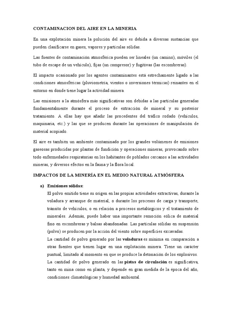 Contaminación del Aire en Minería | PDF | Minería | La contaminación ...