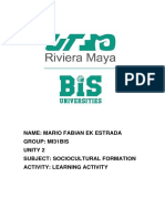 Name: Mario Fabian Ek Estrada Group: Mi31Bis Unity 2 Subject: Sociocultural Formation Activity: Learning Activity