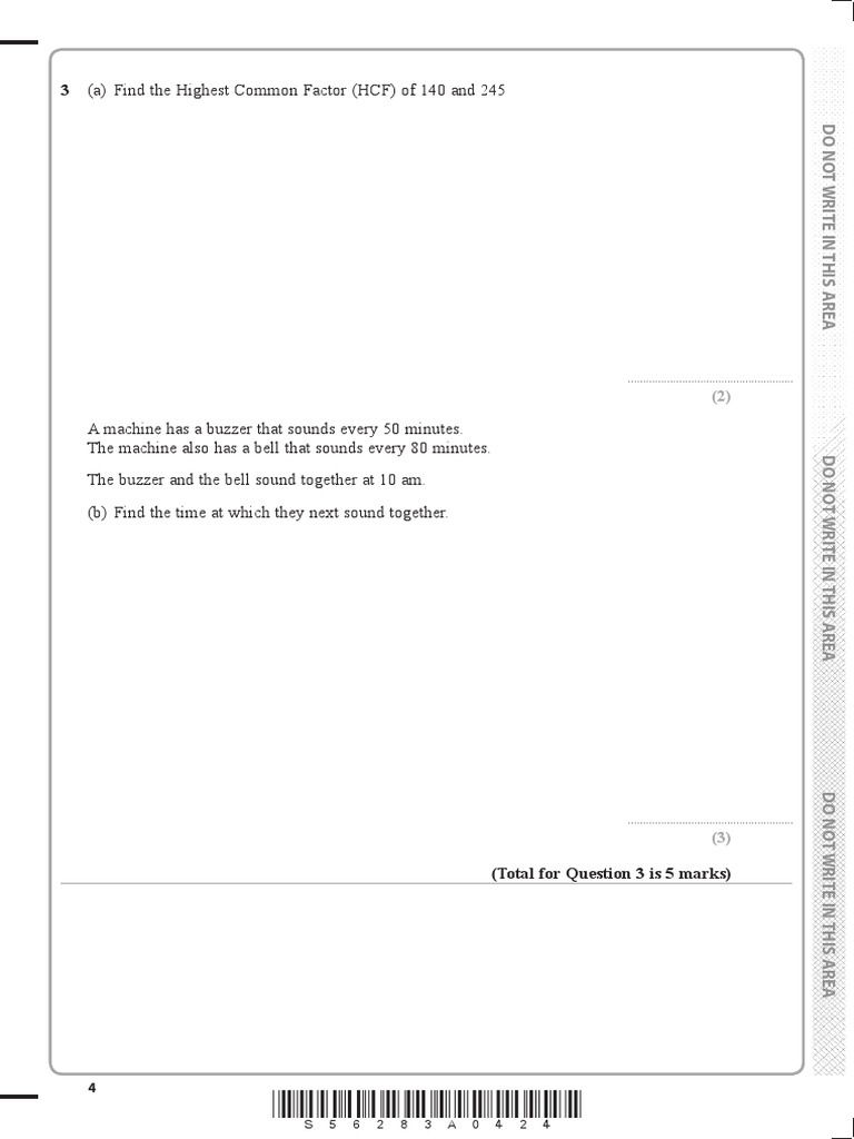 3 (A) Find The Highest Common Factor (HCF) of 140 and 245 PDF