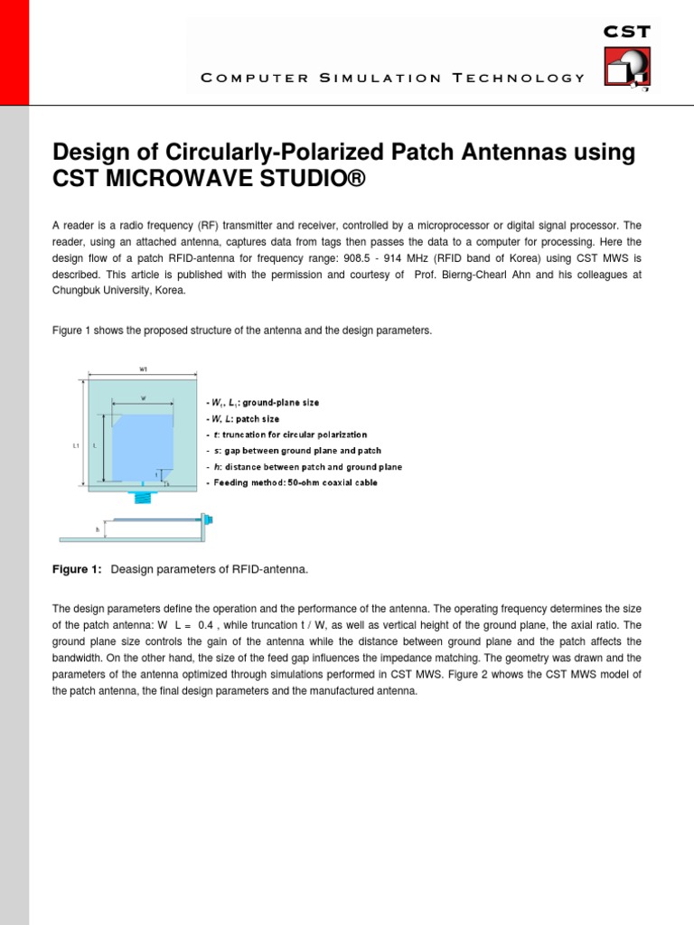 Design of Circularly-Polarized Patch Antennas Using CST MICROWAVE ...