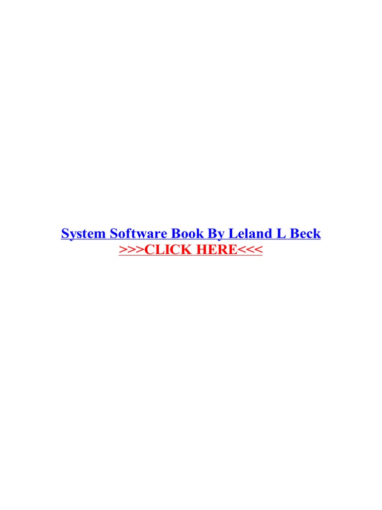 System Software Book by Leland L Beck PDF Textbook Computing
