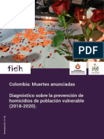 Colombia: Muertes anunciadas Diagnóstico sobre la prevención de homicidios de población vulnerable (2018-2020).