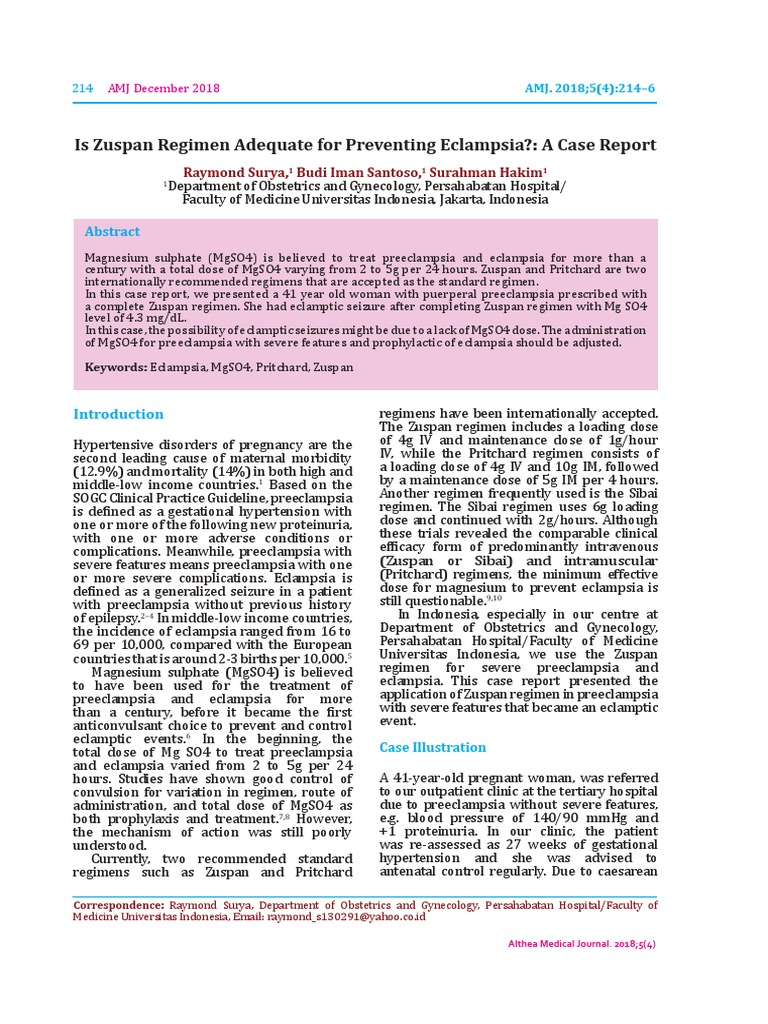 Evaluating Zuspan Regimen for Eclampsia | PDF | Human Pregnancy ...